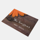 Rustic Oranje Daisy en Barn Wood Deurmat (Schuin)