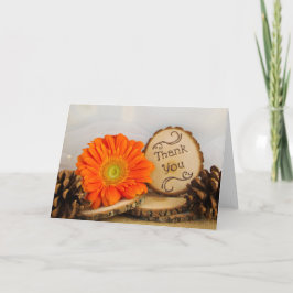 Rustic Oranje Daisy Woodland Weddenschap Bedankkaart