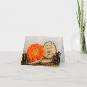 Rustic Oranje Daisy Woodland Weddenschap Bedankkaart