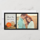 Rustic Oranje Daisy Woodland Weddenschap Bedankkaart (Voorkant)