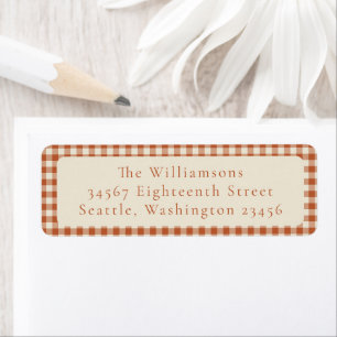 Rustic Oranje Gingham Schotlandruit Retouradres Etiket