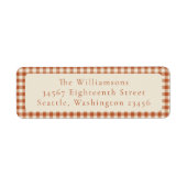 Rustic Oranje Gingham Schotlandruit Retouradres Etiket (Voorkant)