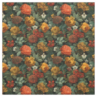 Rustic Oranje Groen Botanisch Krachtig Vintage Blo Stof