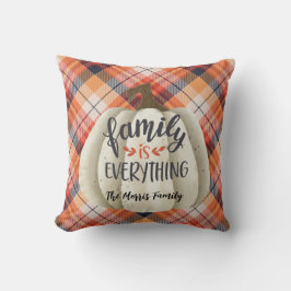 Rustic Oranje Herfst Schotse Plaid Waterverf Pompo Kussen
