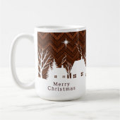 Rustic Oranje Kerst Dorp Chevron Breiwerk Koffiemok (Links)