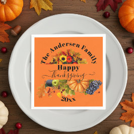 Rustic Oranje Oogst Familie Thanksgiving Servet