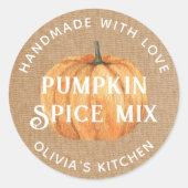 Rustic Oranje Pompoen Herfst Eten Geschenk Ronde Sticker (Voorkant)