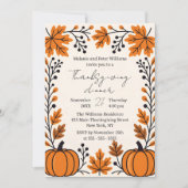 Rustic Oranje Pompoen Herfstbladeren Thanksgiving Kaart (Voorkant)