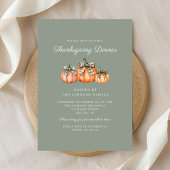 Rustic Oranje Pompoenen Thanksgiving Diner Kaart