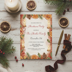 Rustic Oranje Schijf en Kaars Kerstfeest Kaart