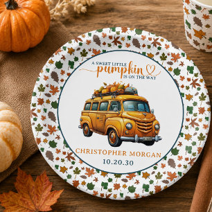 Rustic Oranje Truck Kleine Pompoen Baby Shower Papieren Bordje