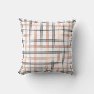 Rustic oranje, wit en zwart geruit kussen
