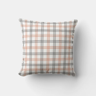 Rustic oranje, wit en zwart geruit kussen