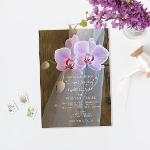 Rustic Orchid Elegance Barn Wedding Uitnodiging