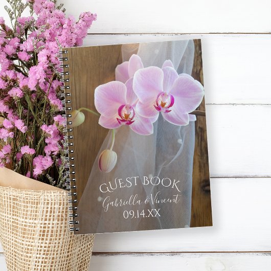 Rustic Orchid Elegance Country Barn Wedding Guest Notitieboek