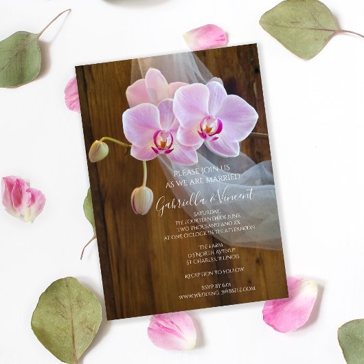 Rustic Orchid Elegance Country Barn Wedding Kaart