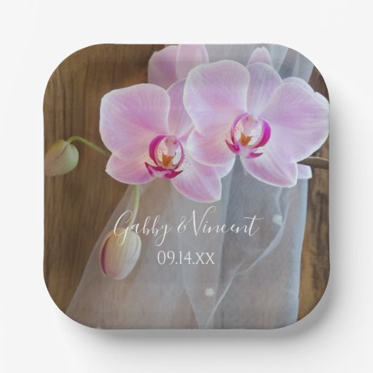 Rustic Orchid Elegance Country Barn Wedding Papieren Bordje (Voorkant)