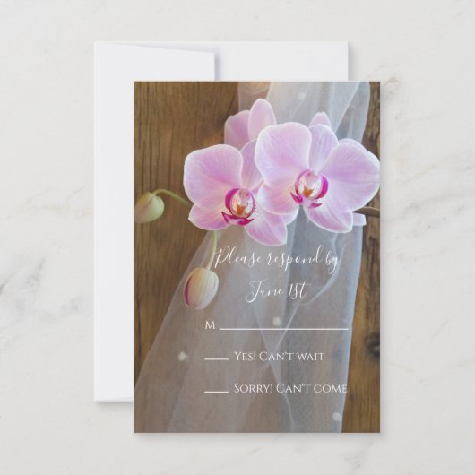 Rustic Orchid Elegance Country Barn Wedding RSVP Kaartje (Voorkant)