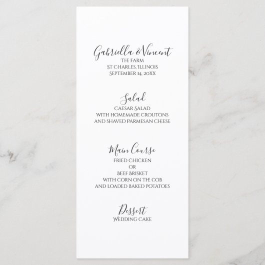 Rustic Orchid Elegance Country Wedding Menu (Achterkant)