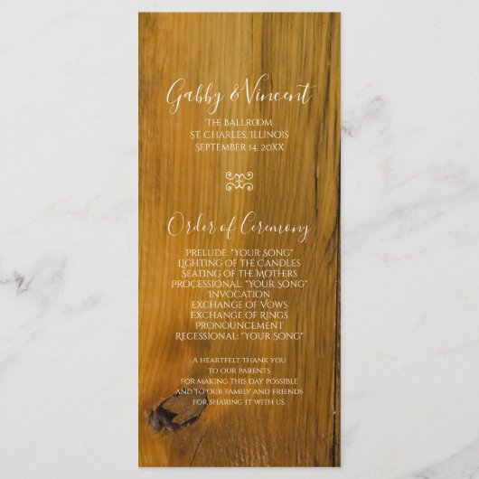 Rustic Orchid Elegance Country Wedding Programme Programmakaart (Achterkant)