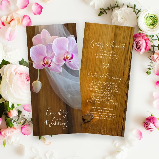 Rustic Orchid Elegance Country Wedding Programme Programmakaart