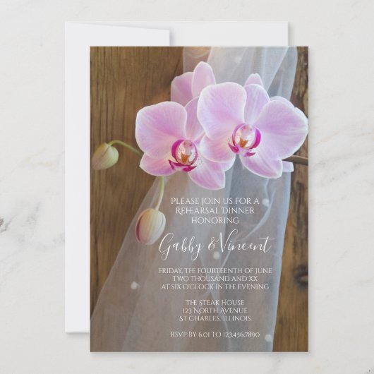 Rustic Orchid Elegance Ranch Rehearsal Dinner Kaart (Voorkant)