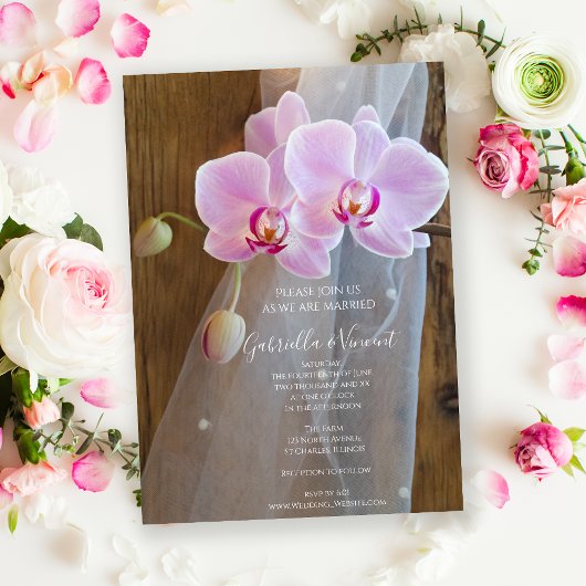 Rustic Orchid Elegance Ranch Wedding Uitnodiging