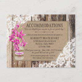 Rustic Orchid Wood Lace-accommodatiekaart Informatiekaartje