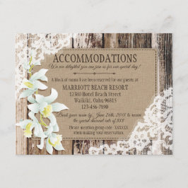 Rustic Orchid Wood Lace-accommodatiekaart Informatiekaartje