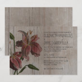 Rustic Oriental Lily Wedding Invitations Kaart (Voorkant / Achterkant)