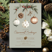 Rustic Ornament Exchange Invitation Kaart