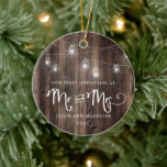 Rustic Our First Christmas Mr en Mrs Christmas Keramisch Ornament<br><div class="desc">Rustic Our First Christmas Mr and Mrs Christmas Ornament - What a lovely way to remember your First Christmas as Mr. and Mrs. You’ll remember this special time every year when you decorate your Christmas Tree. What a lovely keepsake. Ornament would make the perfect gift to be treasured for years...</div>
