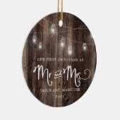 Rustic Our First Christmas Mr en Mrs Christmas Keramisch Ornament (Rechts)