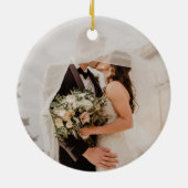 Rustic Our First Christmas Mr en Mrs Christmas Keramisch Ornament (Achterkant)