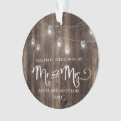 Rustic Our First Christmas Mr en Mrs Christmas Ornament (voorkant)