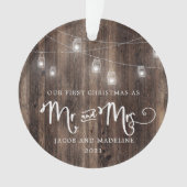 Rustic Our First Christmas Mr en Mrs Christmas Ornament (voorkant)