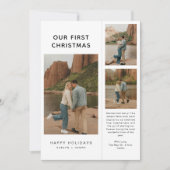 Rustic Our First Christmas Photo Modern Newlywed  Feestdagenkaart (Voorkant)