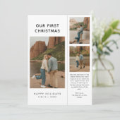 Rustic Our First Christmas Photo Modern Newlywed  Feestdagenkaart (Staand voorkant)