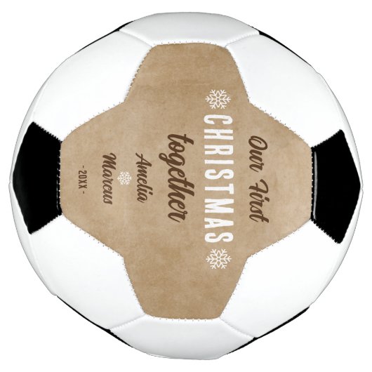 Rustic Our First Christmas Together Personalized Voetbal (Gedraaid)