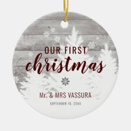 Rustic Our First Kerstman Mr en Mrs Photo Keramisch Ornament