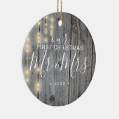 Rustic Our First Kerstman Mr Mrs Photo Keramisch Ornament (Rechts)