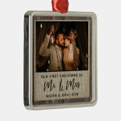 Rustic Our First Kerstman Mr & Mrs Photo Ornament (Rechts)