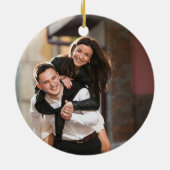 Rustic Our First Kerstred Truck Name Photo Keramisch Ornament (Achterkant)