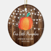 Rustic Our Little Pumpkin Personalized Herfst Baby Keramisch Ornament (Links)