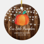 Rustic Our Little Pumpkin Personalized Herfst Baby Keramisch Ornament (Achterkant)