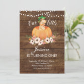 Rustic Our Pumpkin draait één uitnodiging om (Staand voorkant)