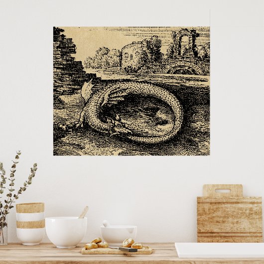 Rustic Ouroboros Dragon Poster (Keuken)