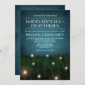 Rustic Outdoor Garden Firefly Wedding Invitations Kaart (Voorkant / Achterkant)