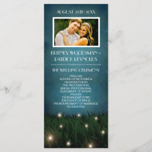 Rustic Outdoor Garden Firefly Wedding Programs Programmakaart