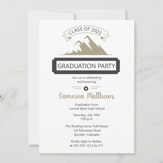 Rustic Outdoor Mountain Theme Graduation Party Kaart (Voorkant)